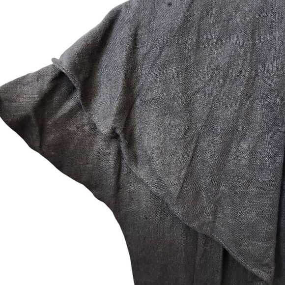 BEAU DAVID Vtg 80's ruffled neckline wrap 100% Linen dress Sz 10 - Picture 8 of 12